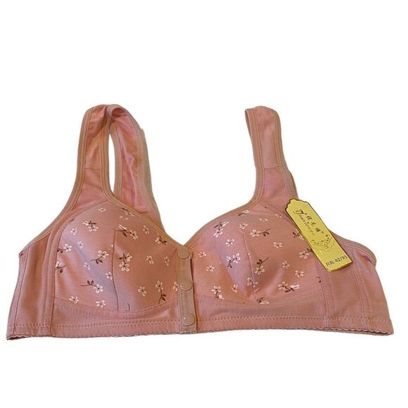 1220 Flower Printed Bra 38D Front Snap Closure Comfortable NWT - Picture 1 of 7